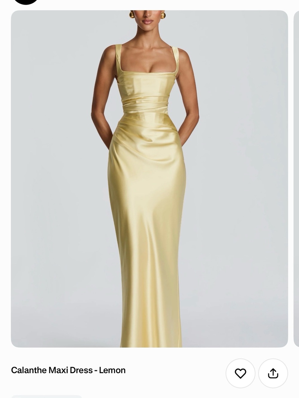 Calanthe Lemon Satin Maxi Dress